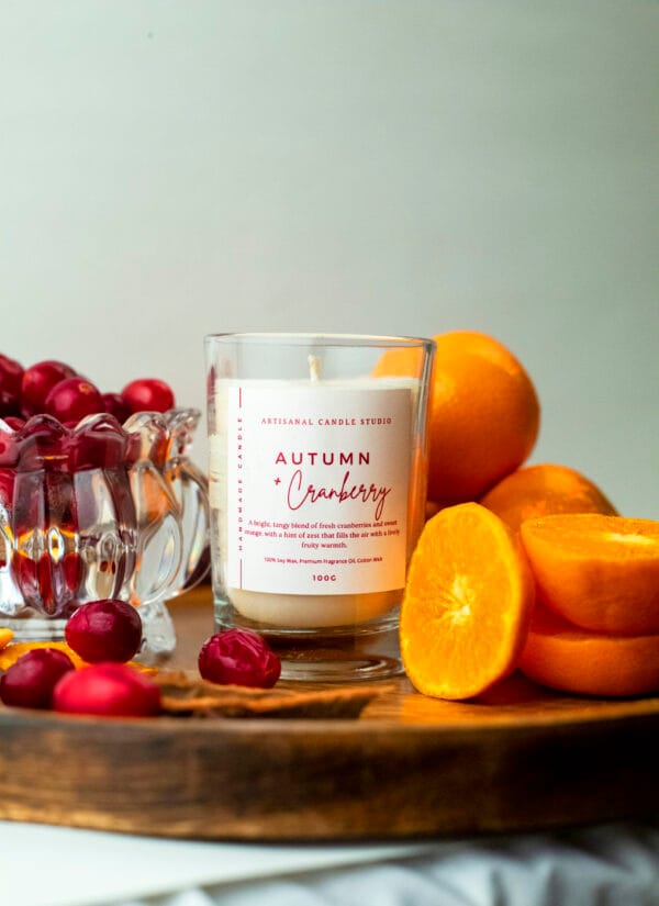 Cozy Autumn Glow: Cranberry Bliss Scented Candle - Image 3