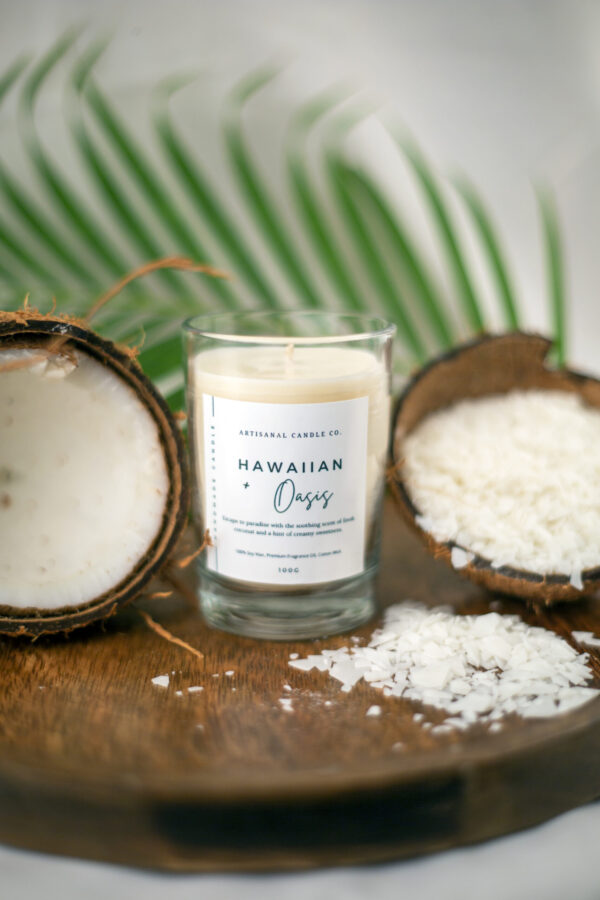 Hawaiian Oasis Coconut Scented Candle – Tropical Bliss in Every Flicker - Image 4