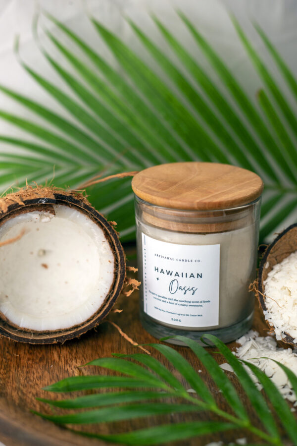 Hawaiian Oasis Coconut Scented Candle – Tropical Bliss in Every Flicker - Image 6