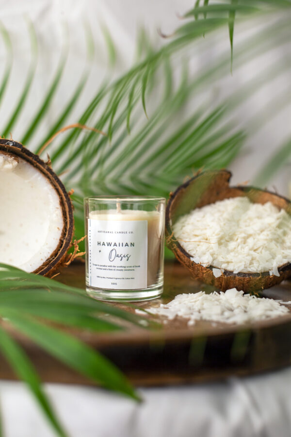 Hawaiian Oasis Coconut Scented Candle – Tropical Bliss in Every Flicker - Image 2