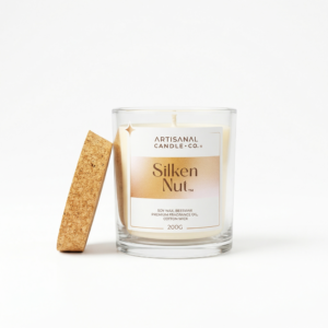 silken nut luxury scented candle | marcona almond artisan soy wax candle – lumière de l’artisan