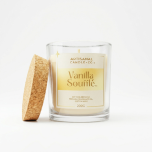 vanilla soufflé luxury scented candle | creamy vanilla artisan soy wax candle – lumière de l’artisan